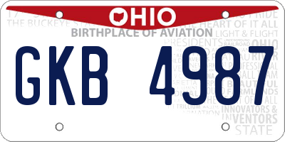 OH license plate GKB4987