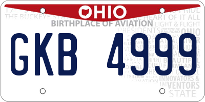 OH license plate GKB4999