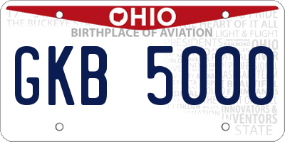 OH license plate GKB5000