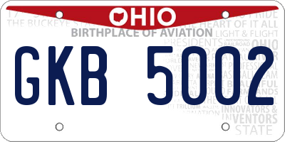 OH license plate GKB5002