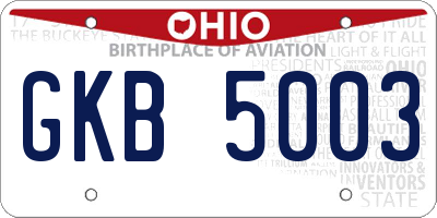 OH license plate GKB5003
