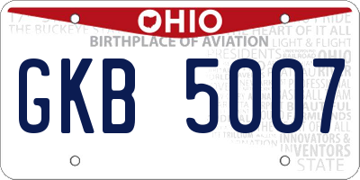 OH license plate GKB5007