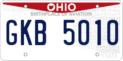 OH license plate GKB5010
