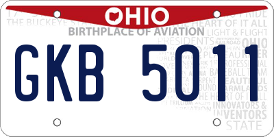 OH license plate GKB5011