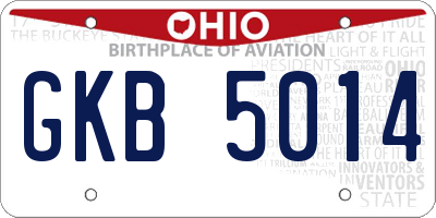 OH license plate GKB5014