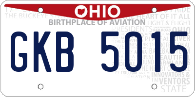 OH license plate GKB5015