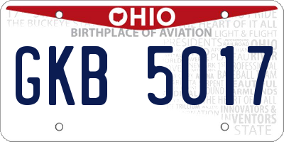 OH license plate GKB5017