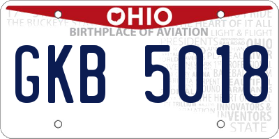 OH license plate GKB5018