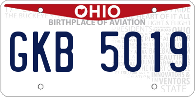 OH license plate GKB5019