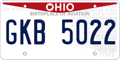 OH license plate GKB5022