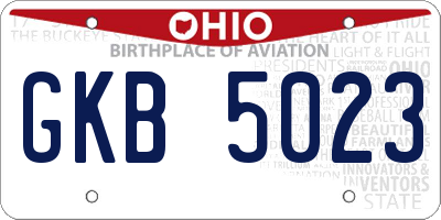 OH license plate GKB5023