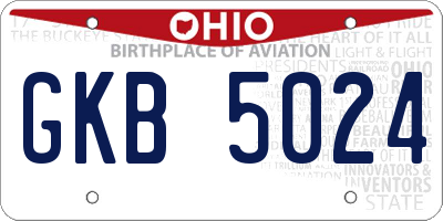 OH license plate GKB5024