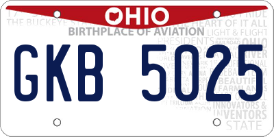OH license plate GKB5025