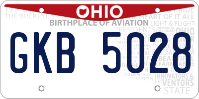 OH license plate GKB5028