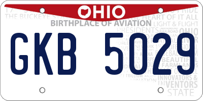 OH license plate GKB5029
