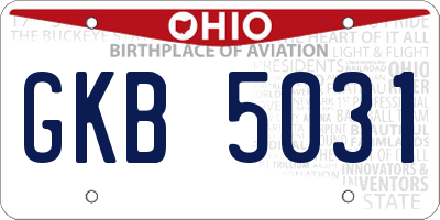 OH license plate GKB5031