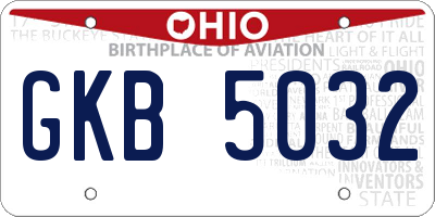 OH license plate GKB5032