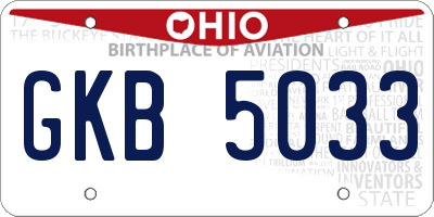 OH license plate GKB5033