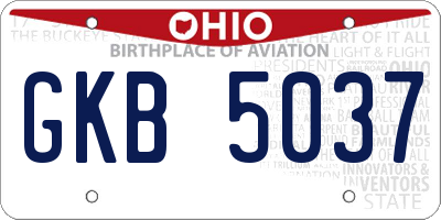 OH license plate GKB5037