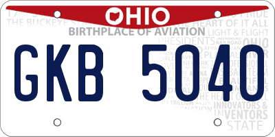 OH license plate GKB5040