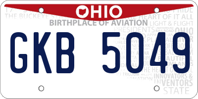 OH license plate GKB5049