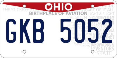 OH license plate GKB5052