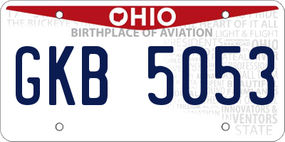 OH license plate GKB5053