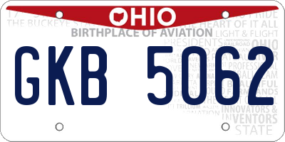 OH license plate GKB5062