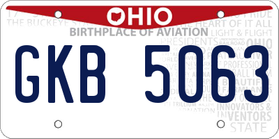 OH license plate GKB5063