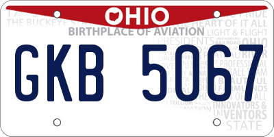 OH license plate GKB5067