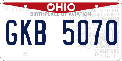OH license plate GKB5070