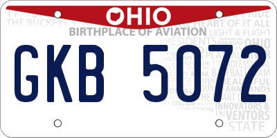 OH license plate GKB5072