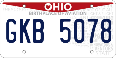 OH license plate GKB5078