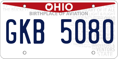 OH license plate GKB5080