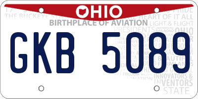 OH license plate GKB5089