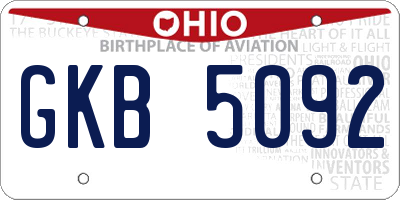 OH license plate GKB5092