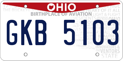 OH license plate GKB5103