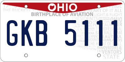 OH license plate GKB5111