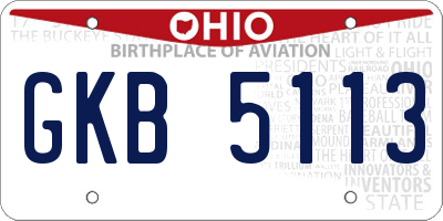 OH license plate GKB5113