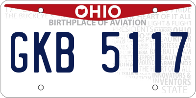 OH license plate GKB5117