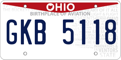OH license plate GKB5118