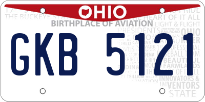 OH license plate GKB5121