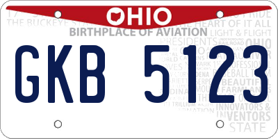 OH license plate GKB5123