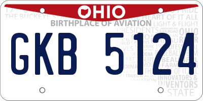 OH license plate GKB5124