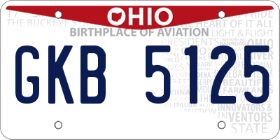 OH license plate GKB5125