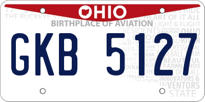 OH license plate GKB5127