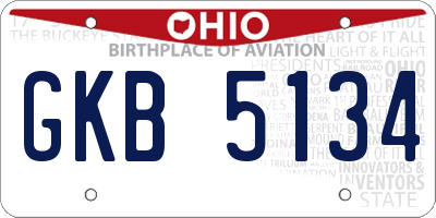 OH license plate GKB5134