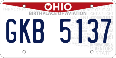 OH license plate GKB5137