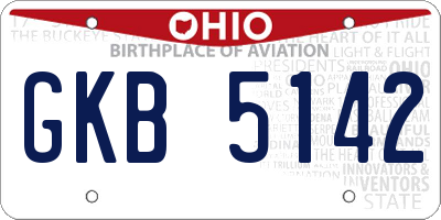 OH license plate GKB5142