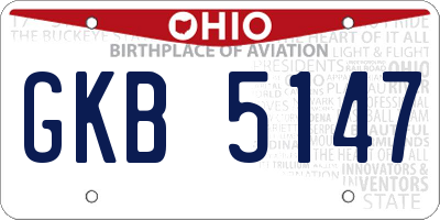 OH license plate GKB5147